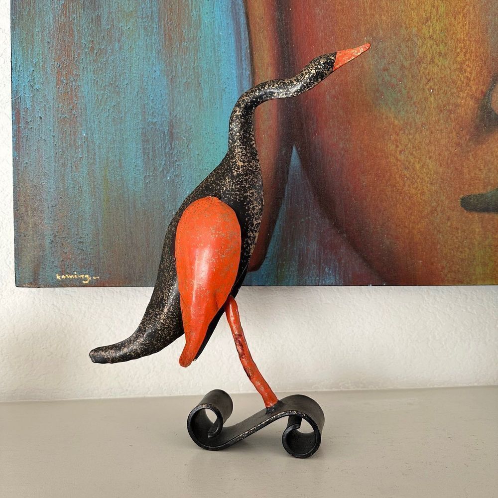 Mid century vintage painted crane
